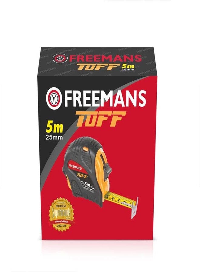 FREEMANS TUFF 5m:25mm Steel Inchi Measuring Tape - 5m with a Non Slip Rubber Covered ABS case || Double Side Printing || Click Action Front Lock and Belt Clip - Image 2